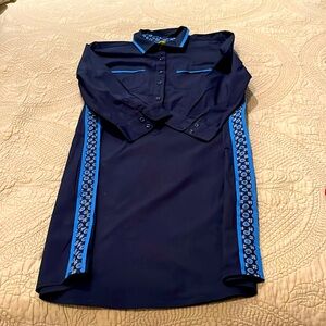 Tommy Hilfiger Cotton Shirt Dress Navy & Blue Trim Down Sides. Med. Never Worn.